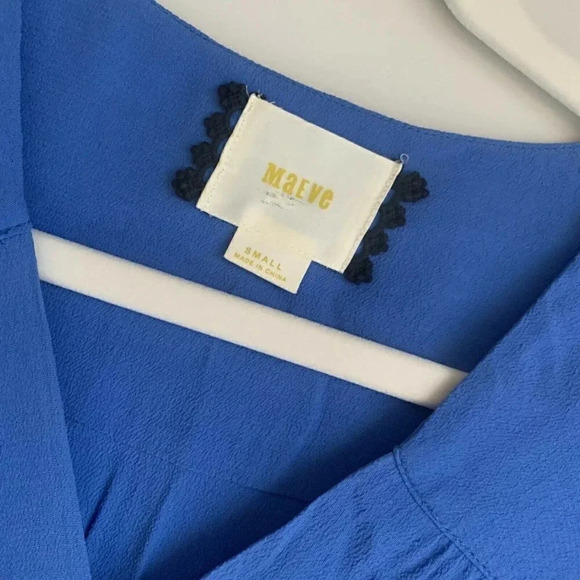 Anthropologie Maeve Size small  Blue Lene Crepe Faux Wrap Dress - Picture 4 of 6